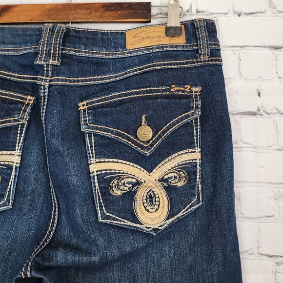 Seven7 boot cut mid rise embroidered jeans - Picture 6 of 9